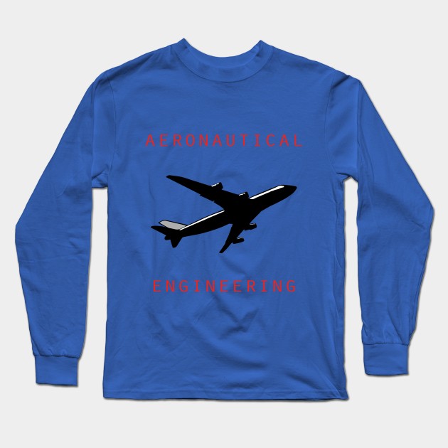 Aeronautical engineering text and airplane picture Long Sleeve T-Shirt by PrisDesign99